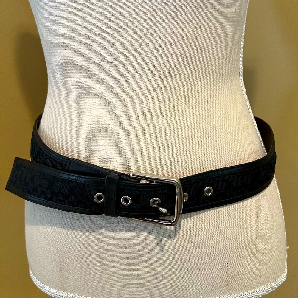 Coach Black Monogram Belt